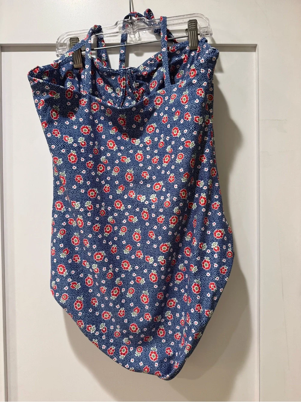 Minnow Blue Floral One-Piece Swimsuit with Red & White Accents - Picture 4 of 6